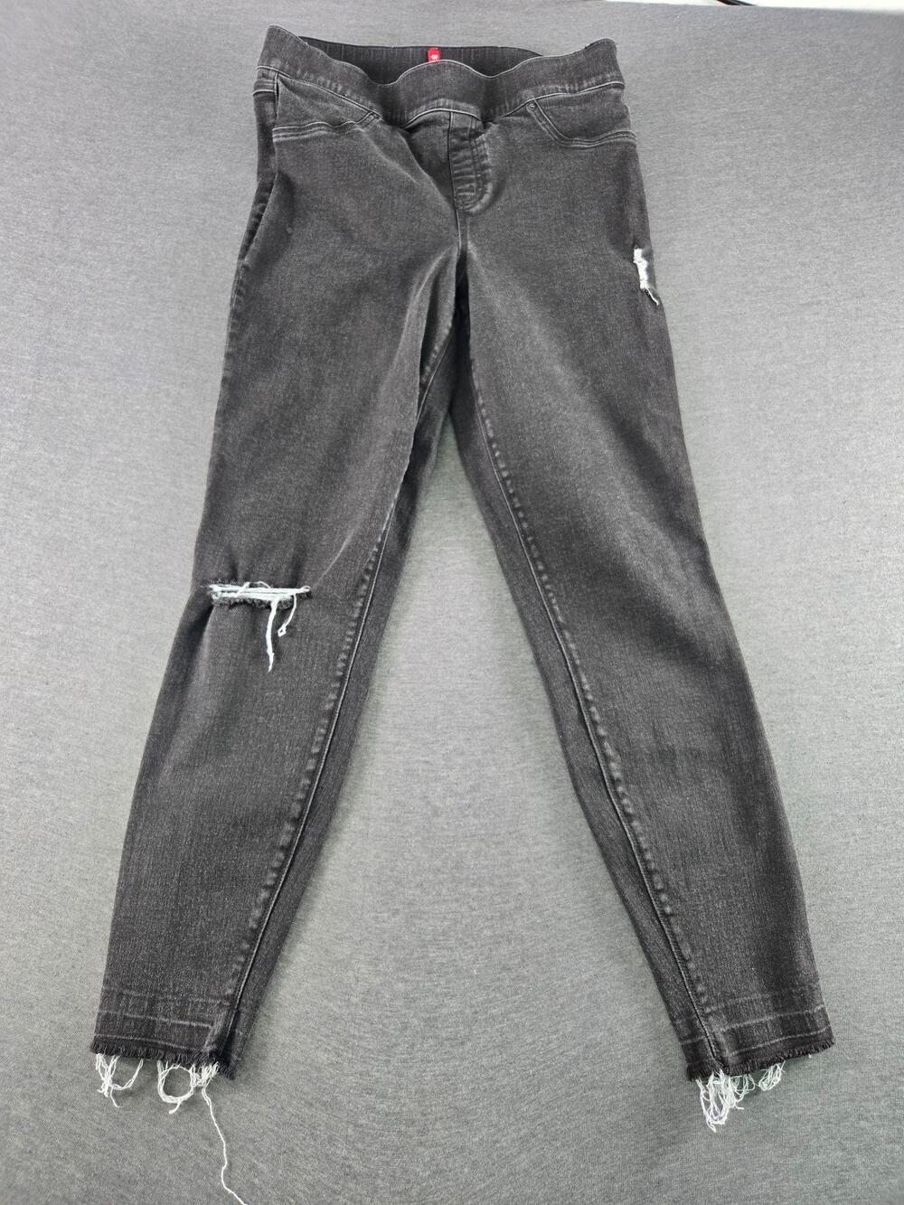 Spanx Jeans Womens Large Gray Slim Jeggings Charcoal Wash Stretch Denim Pants